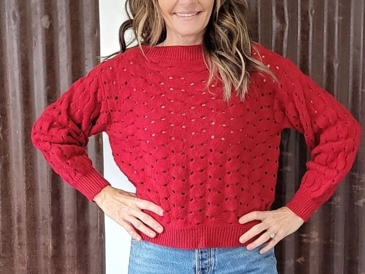 Elan Adrienne Sweater Red Elan Adrienne Sweater Red