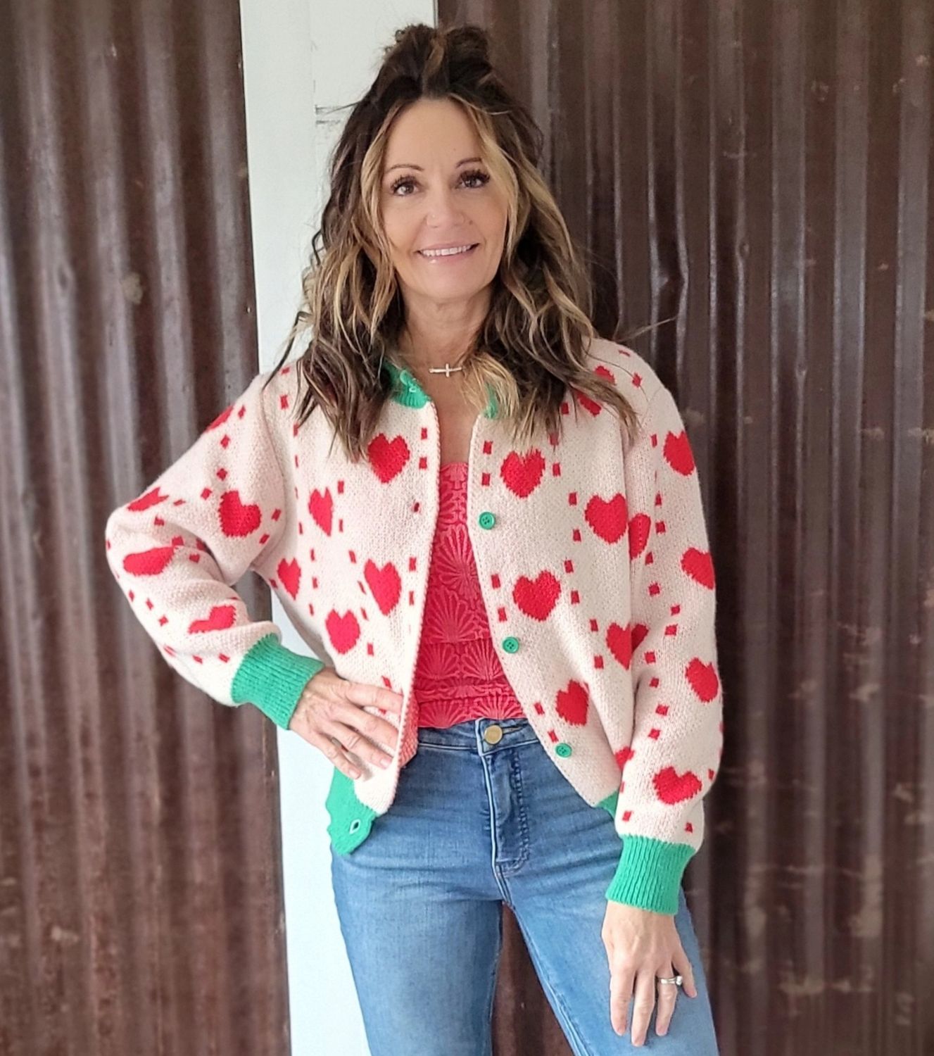 Valentine Day Heart Crochet Cardigan