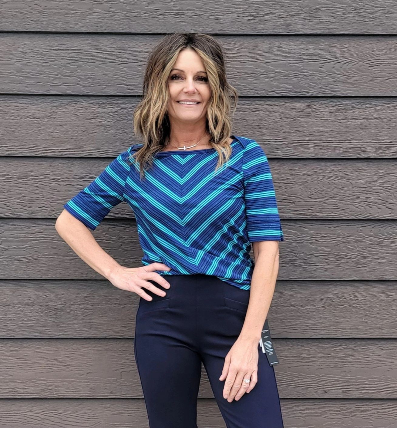 Liverpool Navy/ Teal Multi Stripe Top Liverpool Navy/ Teal Multi Stripe Top