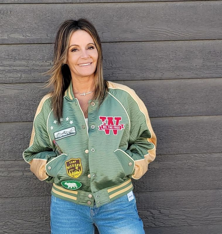 Free People Star Power Souvenir Jacket Vintage Green