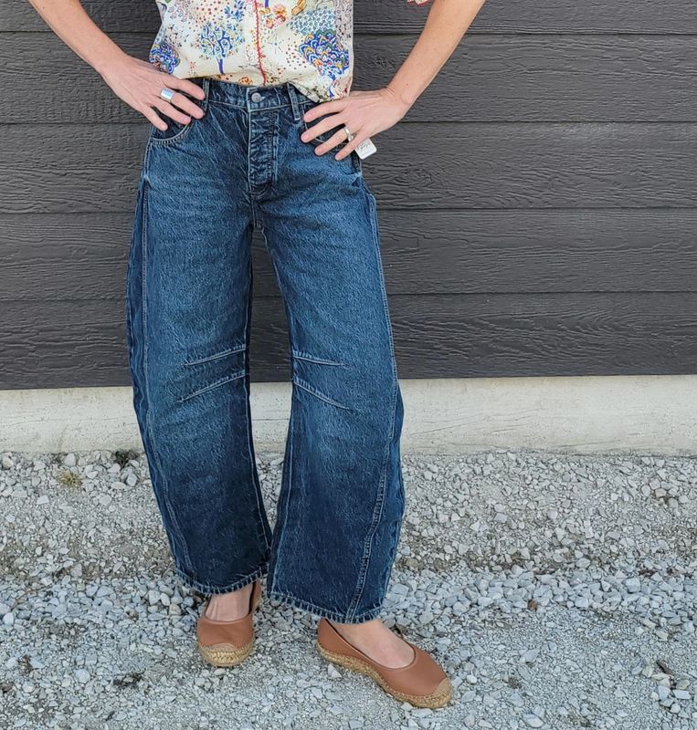 Free People Good Luck Mid Rise Barrell Deep End