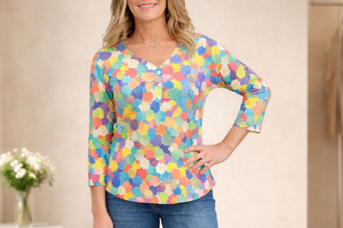 Nally &amp; Millie Printed Multi V Neck
