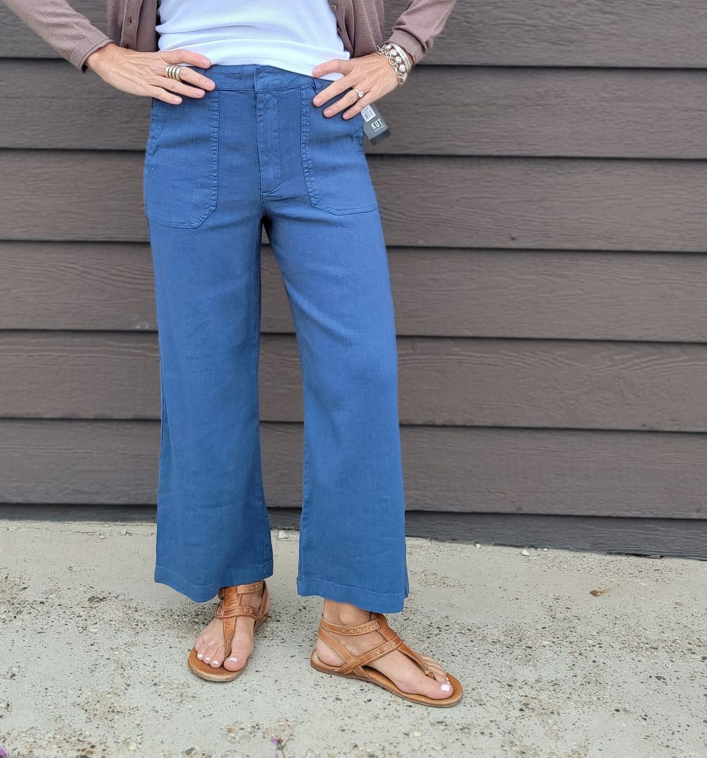 Kut Topaz High Rise Wide Leg Coastal Blue Pants Kut Topaz High Rise Wide Leg Coastal Blue Pants