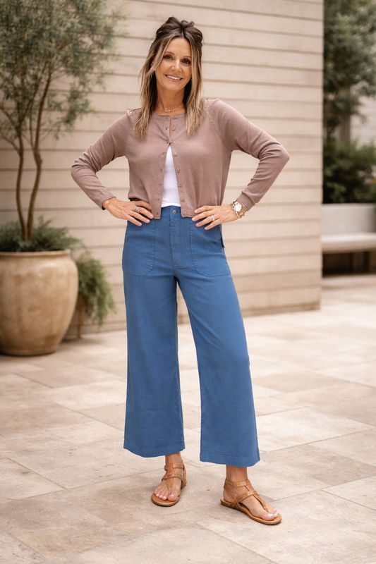 Kut Topaz High Rise Wide Leg Coastal Blue Pants