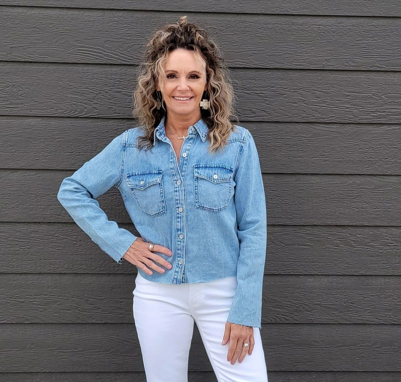 Kut Posey Long Sleeve Denim Shirt With Frayed Hem Kut Posey Long Sleeve Denim Shirt With Frayed Hem