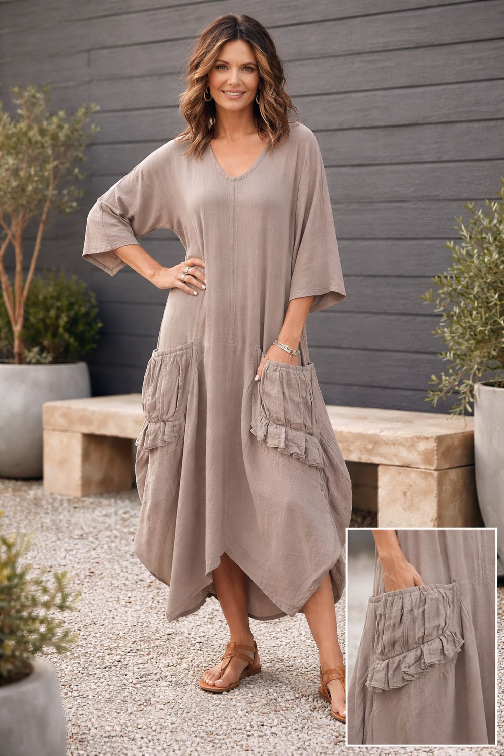 Oh My Gauze Shepard Taupe Dress