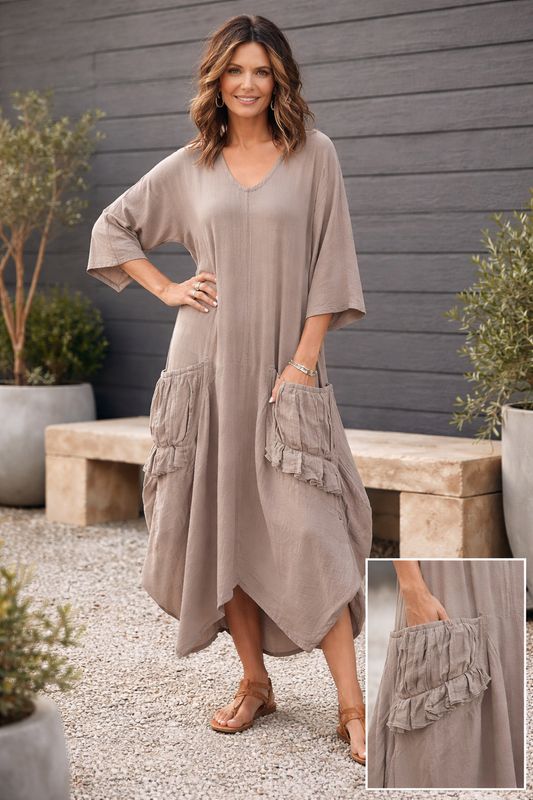 Oh My Gauze Shepard Taupe Dress