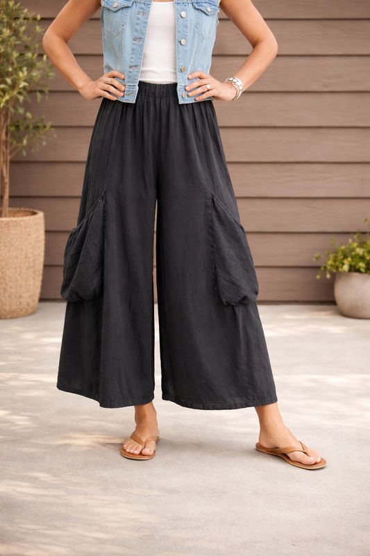 Oh My Gauze Boho Coal Bottoms