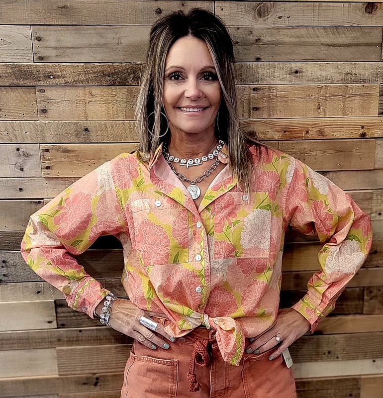 Ivy Jane Blooms A Plenty Top Coral