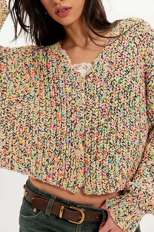 Free People Flea Market Cardi  Neon Sand
