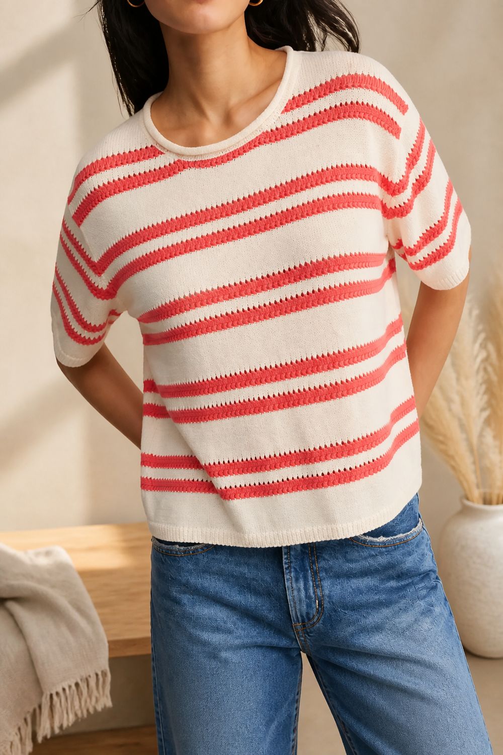 Z Supply Prado Striped Sweater Tee Gelato Z Supply Prado Striped Sweater Tee Gelato