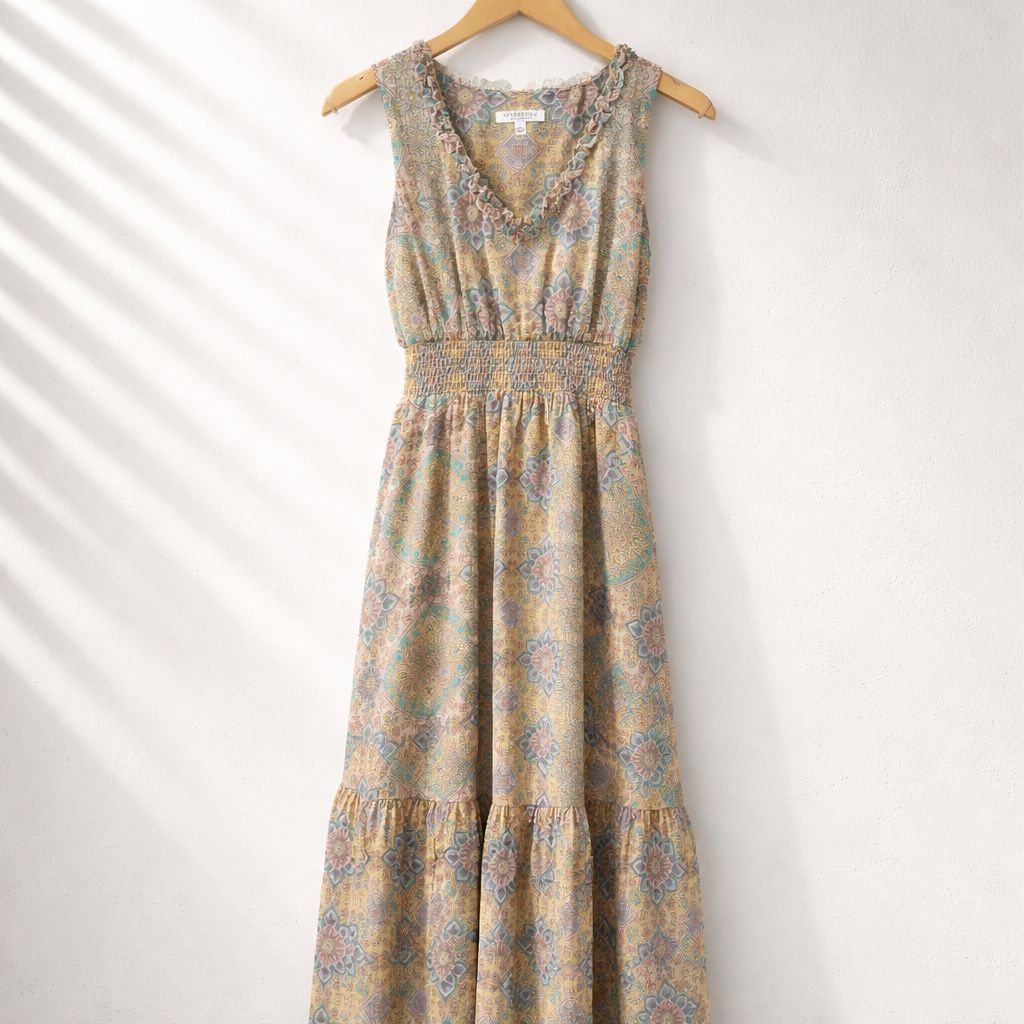 Liverpool Sleeveless Smocked Citrus Dress
