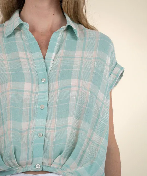 Kut Gaia Pleat Hem Top Green