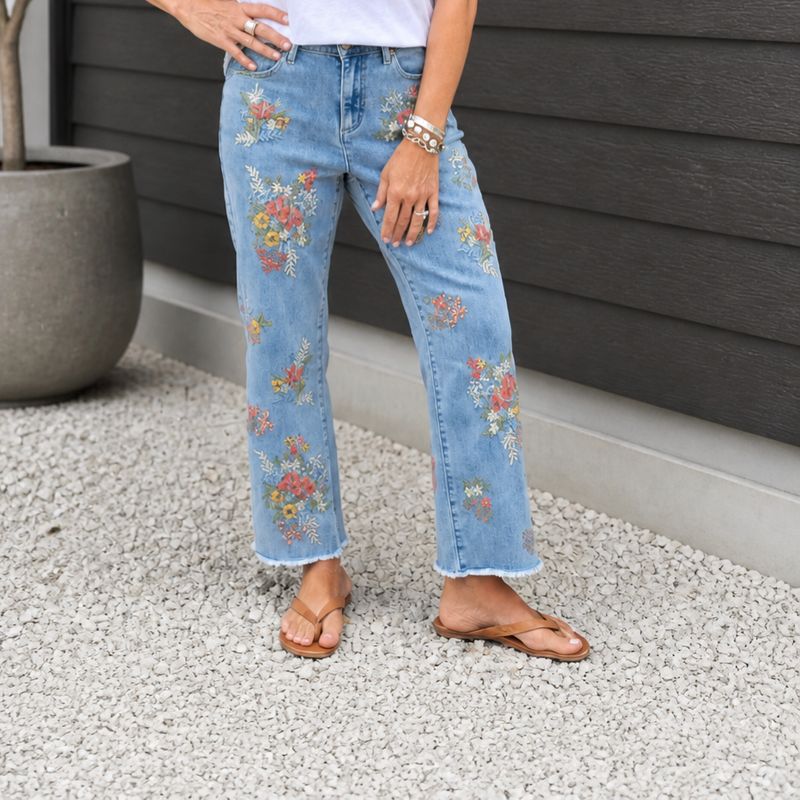 John Mark Embroidered Flare Jean