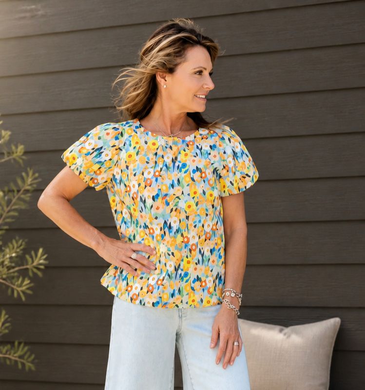 Staccato Orange Flowerballoon Slv Top