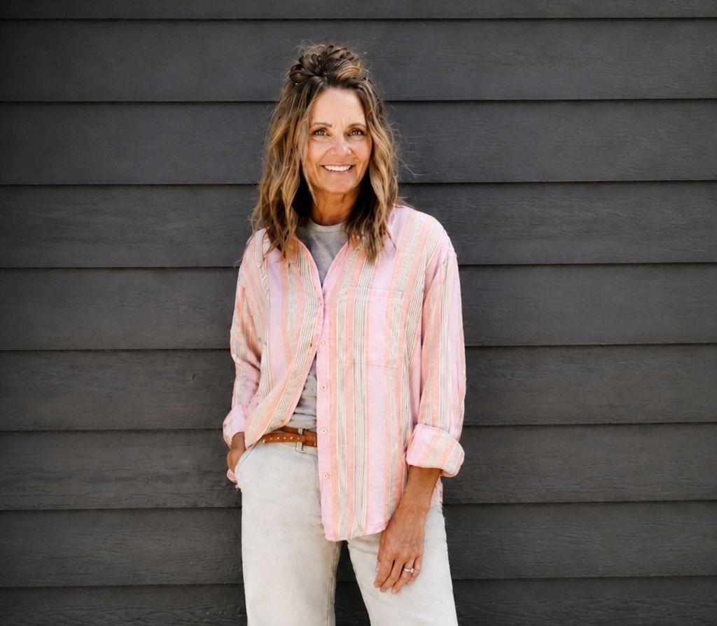 Z Supply The Perfect Striped Button Up Tiger Lily