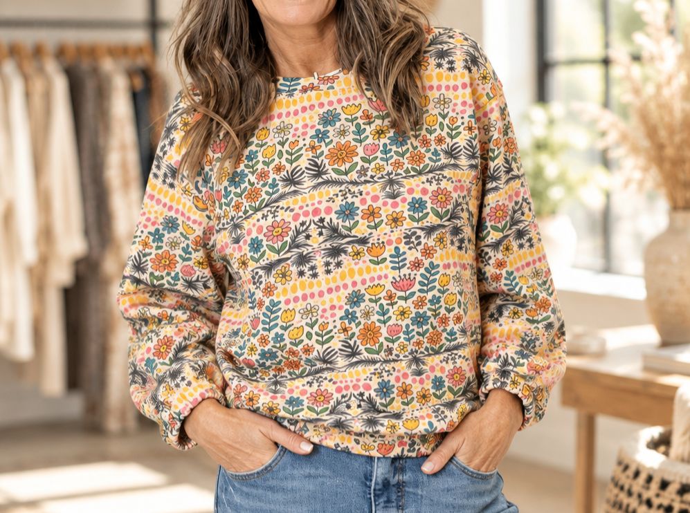 Ivy Jane Crew Neck Sweatshirt In Garden Print Ivy Jane Crew Neck Sweatshirt In Garden Print