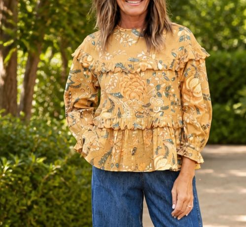 Ivy Jane Gold Tiered Scalloped Top Ivy Jane Gold Tiered Scalloped Top
