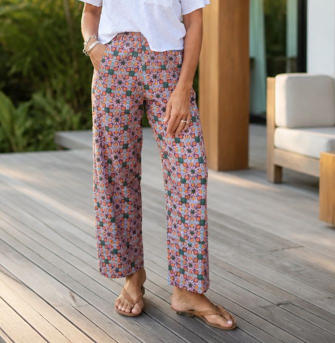 Ivy Jane Tile Print Barrel Pants