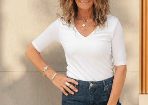 Liverpool Double Layer V Neck Cream Liverpool Double Layer V Neck Cream