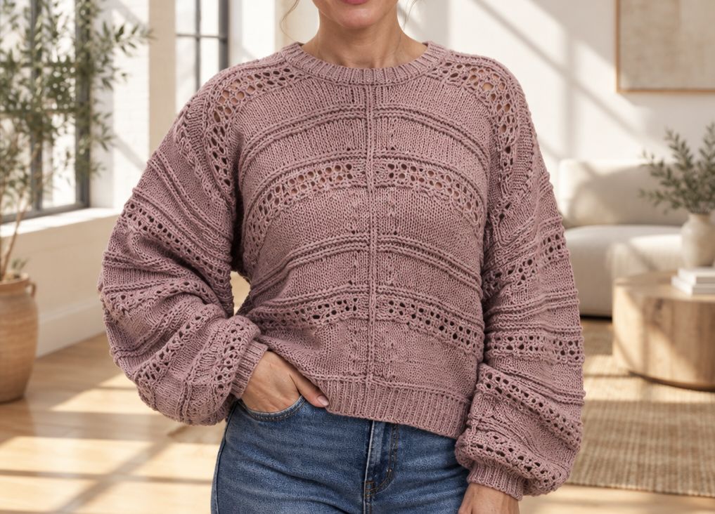 Elan Open Knit Sweater Cinnamon Elan Open Knit Sweater Cinnamon