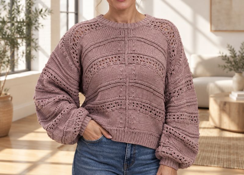 Elan Open Knit Sweater Cinnamon