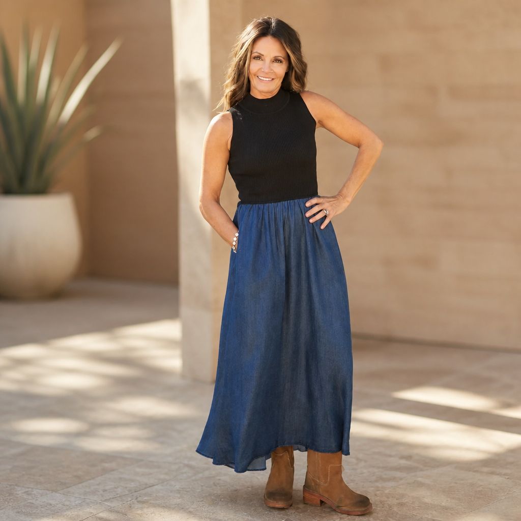 Elan Harlow Navy/ Black Combo Dress Elan Harlow Navy/ Black Combo Dress