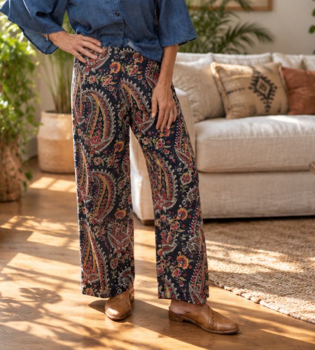 Ivy Jane Blue Paisley Barrel Pant Ivy Jane Blue Paisley Barrel Pant