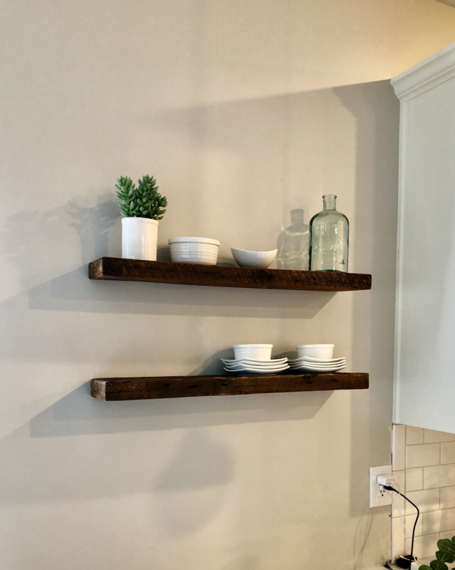 Walnut - Floating Box Beam Shelves