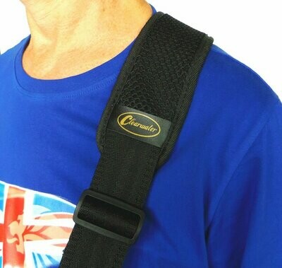 GUITAR or BASS STRAP WITH 3" WIDE SOFT SHOULDER PAD IN BLACK by CLEARWATER