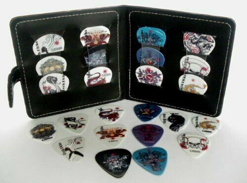 GUITAR PICK POUCH COMPLETE WITH 12 ROCK PLECTRUMS