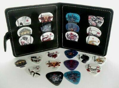 GUITAR PICK POUCH COMPLETE WITH 12 ROCK PLECTRUMS
