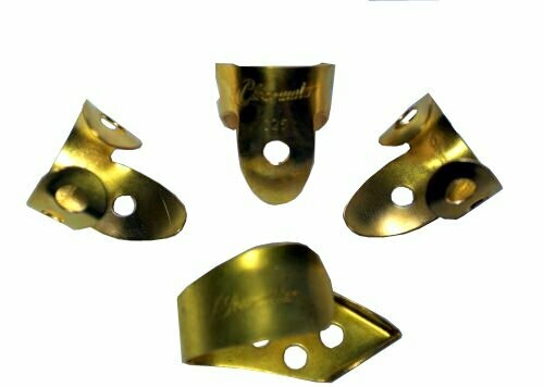 BRASS FINGER PICKS & REINFORCED THUMB PICK SET BY CLEARWATER GUITAR BANJO ETC