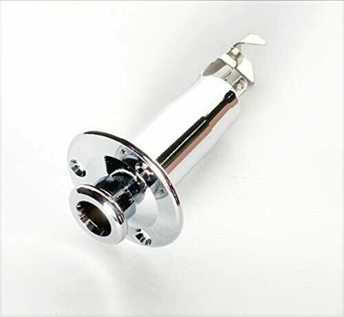 END PIN JACK SOCKET CHROME GUITAR MANDOLIN UKE WITH SCREWS