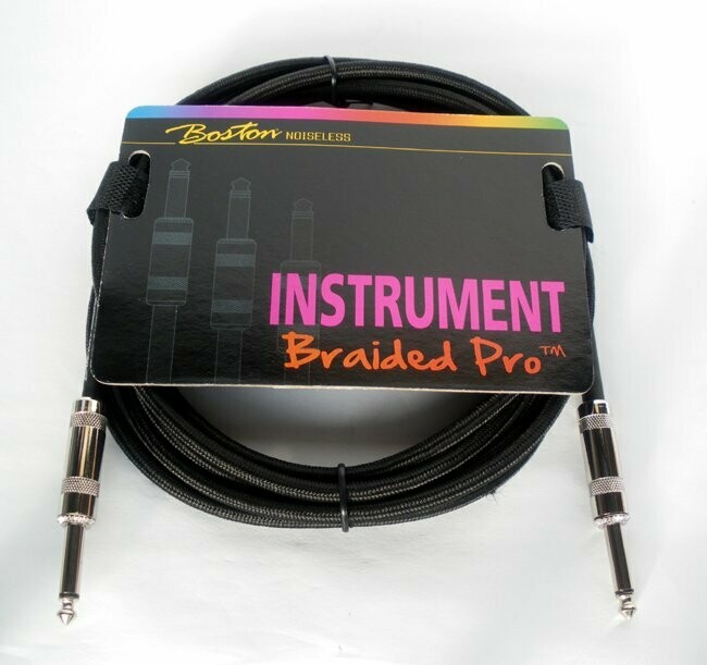 GUITAR LEAD NOISELESS INSTRUMENT CABLE 10FT / 3M JACK TO JACK BLACK BRAIDED