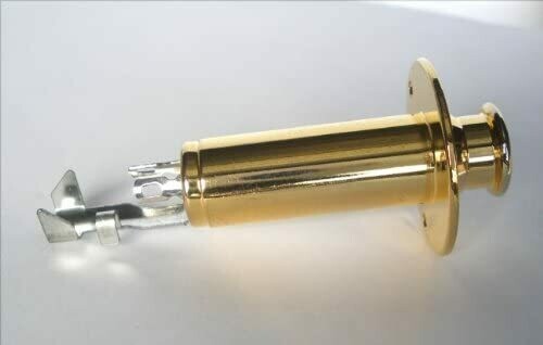 NEW END PIN JACK SOCKET IN GOLD FOR GUITAR MANDOLIN UKULELE - WITH SCREWS