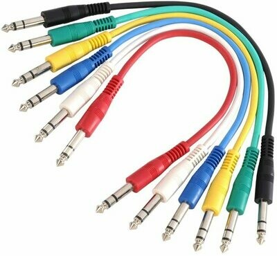 Patch Cable Set of 6 - 6.3mm to 6.3mm Stereo Jack - 60cm Long