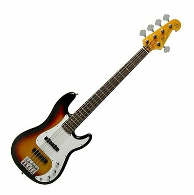 SX ELECTRIC 5 STRING BASS PRECISION STYLE IN SUNBURST FREE GIG BAG & DELIVERY