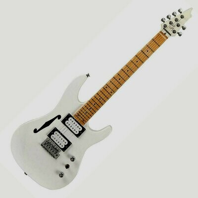 Electric Guitar Short scale 600mm Thinline Double Cutaway in White by SX