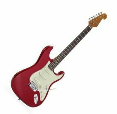 SX ELECTRIC GUITAR STRAT SHAPE 3/4 SIZE RED SOLID BODY WITH GIG BAG