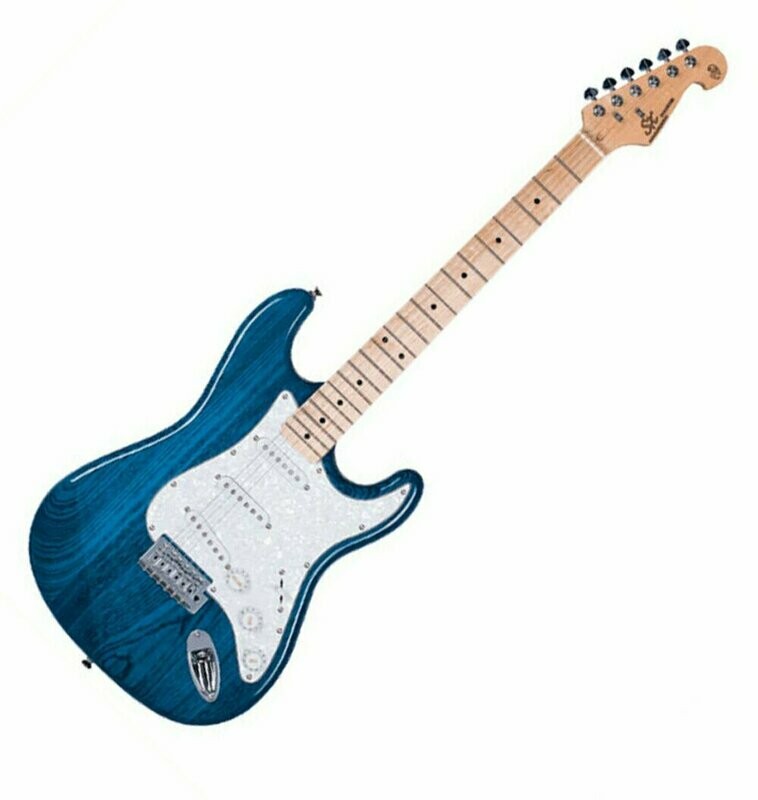 SX ELECTRIC GUITAR SC SHAPE STUNNING TRANSLUCENT BLUE OVER SWAMP ASH