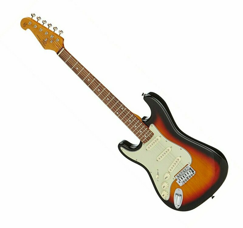 SX ELECTRIC GUITAR STRAT STYLE STUNNING TOBACCO SUNBURST SOLID BODY - LEFT HAND