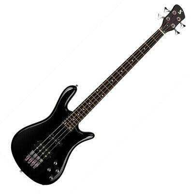 SX ELECTRIC BASS 4 STRING ARCHED BODY BLACK HIGH GLOSS FINISH POWERED PICKUPS