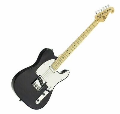 SX ELECTRIC GUITAR TELE SHAPE SOLID BODY IN BLACK FREE GIG BAG