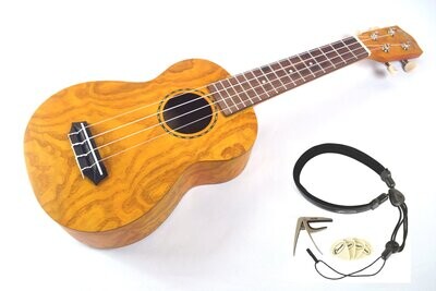 Soprano Acoustic Ukulele Willow wood satin with Capo Neck sling and felt picks