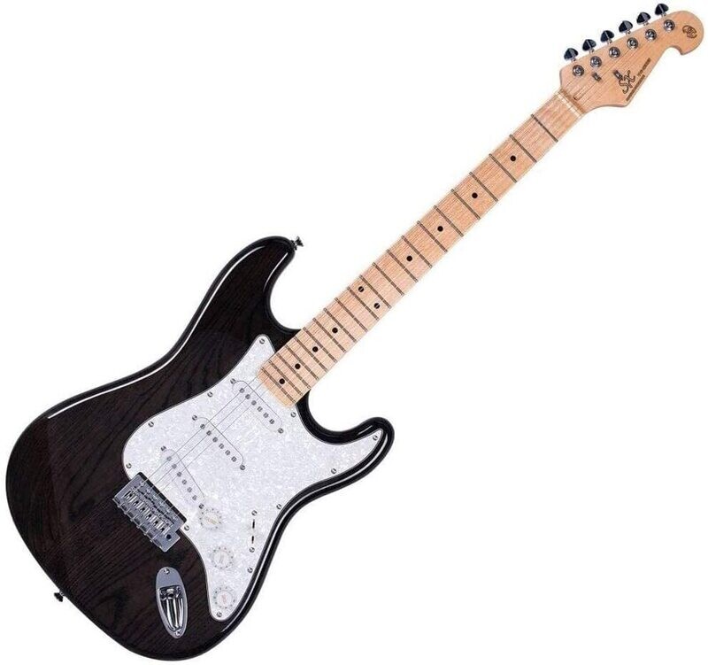 Electric Guitar SC Strat Style White Swamp Ash body in gloss Black finish by SX