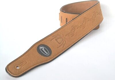Guitar Strap Electric Acoustic or Bass Brown embossed Suede 3" wide by Clearwater