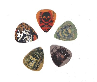 Guitar Picks Rock Pick Plectrums 0.73mm Skull design (5 Picks) by Clearwater