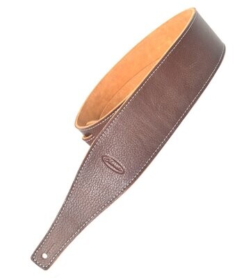 Guitar Strap Electric Acoustic or Bass in Plain Brown Leather by Clearwater