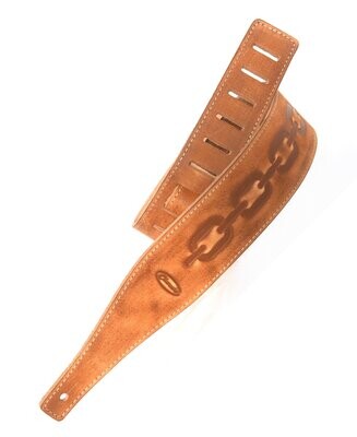 Guitar Strap Electric Acoustic or Bass Distressed Brown Leather Chain link design